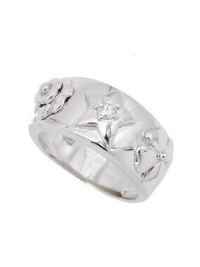 Chanel Three Symbol Ring White Gold 18K Diamond